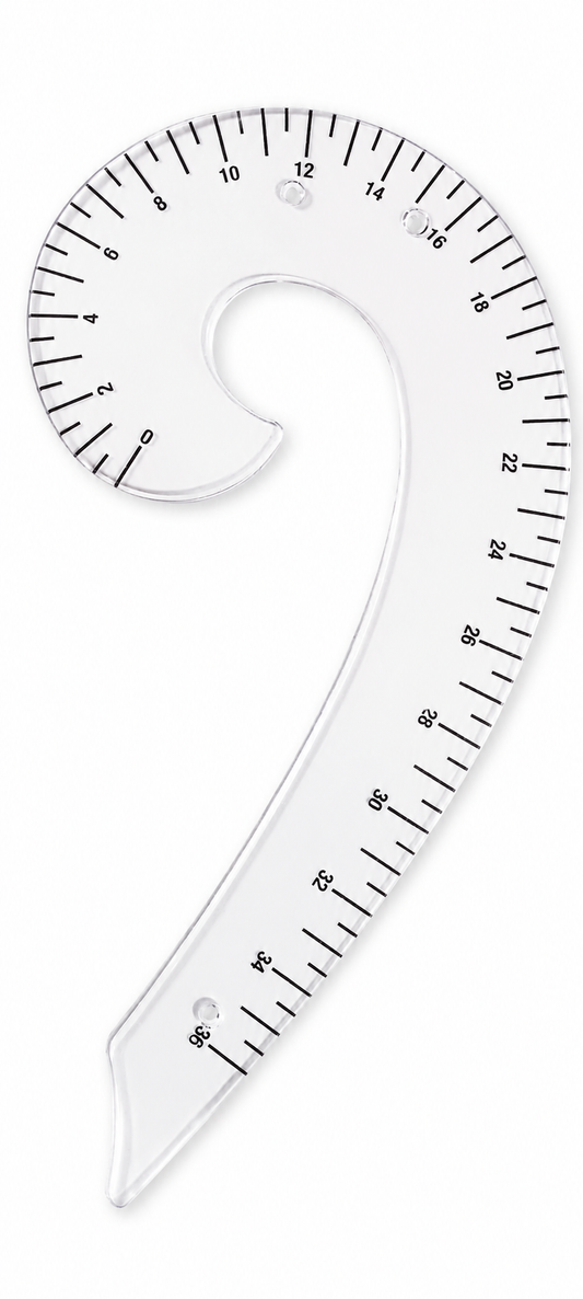 Transparent French Curve Scale with Markings – Tool for Drawing Armholes, Necklines, and Sleeves | Durable Plastic | Pack of 1