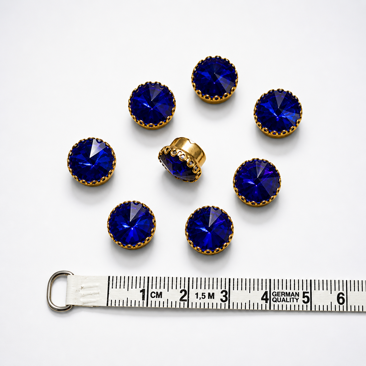 Kundan Rhinestones in Raised Setting, 8MM Round (2 Pieces)