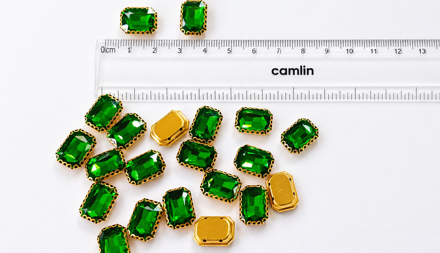 Rhinestone Crystal Beads Aari Stones - Rectangle Shape (15MM)