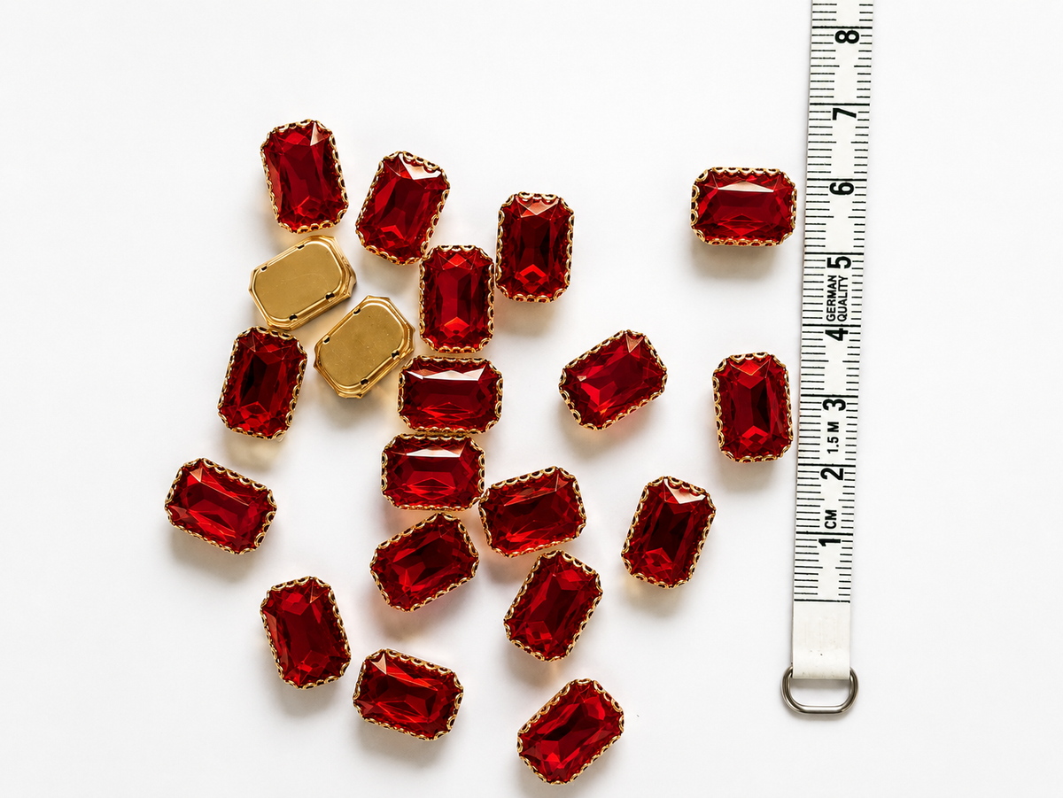 Rhinestone Crystal Beads Aari Stones - Rectangle Shape (15MM)